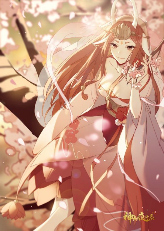 以手扶枝童趣现 《神都夜行录》妖灵女神少司命同人画赏析