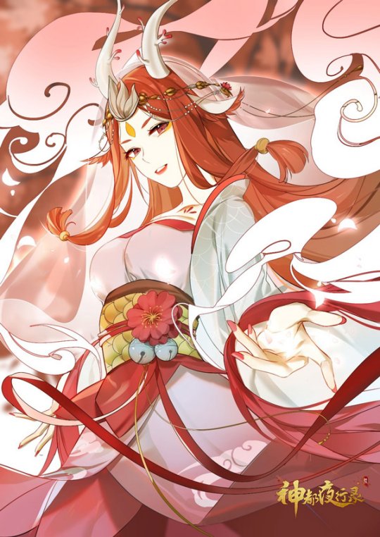 以手扶枝童趣现 《神都夜行录》妖灵女神少司命同人画赏析
